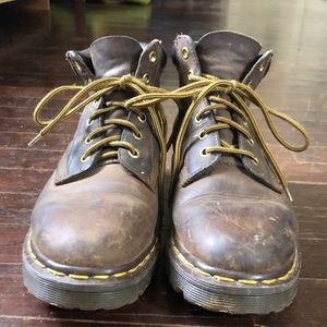 Brown leather Dr. Martens ankle boots